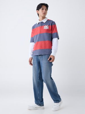 Nuon Blue Faded Relaxed-Fit Mid-Rise Jeans