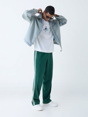 Nuon Green Relaxed-Fit Mid-Rise Cotton-Blend Track Pants