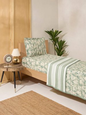 Westside Home Sage Leaf Design Reversible Quilted Single Bed Comforter