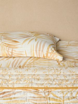 Westside Home Mustard Printed Reversible Quilted Queen Bed Comforter