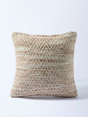 Westside Home Beige Chevron Textured Cushion Cover