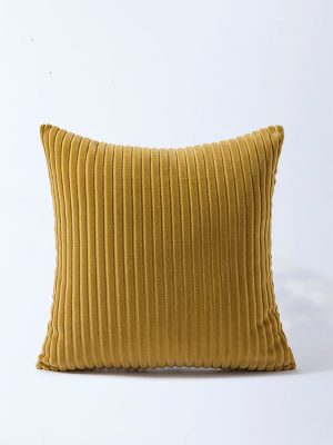 Westside Home Mustard Ribbed-Textured Corduroy Cushion Cover