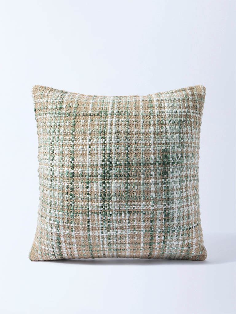 Westside Home Sage Checks Detailed Cushion Cover - Image 2