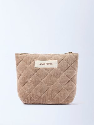 Westside Home Beige Quilted Bath Pouch