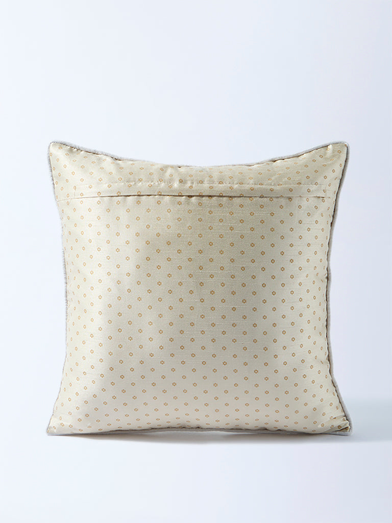 Westside Home Beige Floral Embroidered Cushion Cover - Image 2