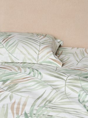 Westside Home Green Leaf Design King Bed Sheet Set