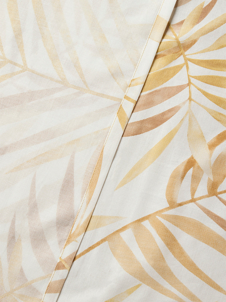 Westside Home Mustard Leaf Printed King Bed Sheet Set - Image 3