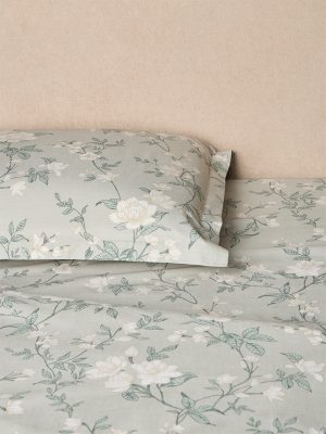 Westside Home Sage Botanical Pattern Queen Bed Sheet Set