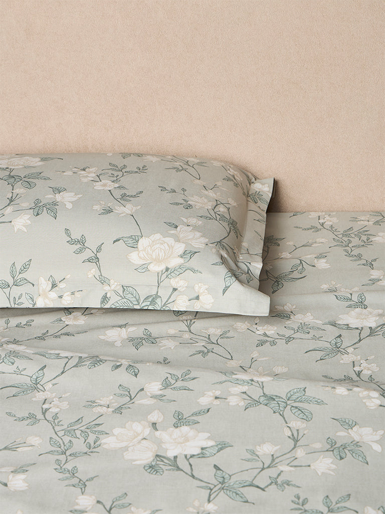 Westside Home Sage Botanical Pattern King Bed Sheet Set