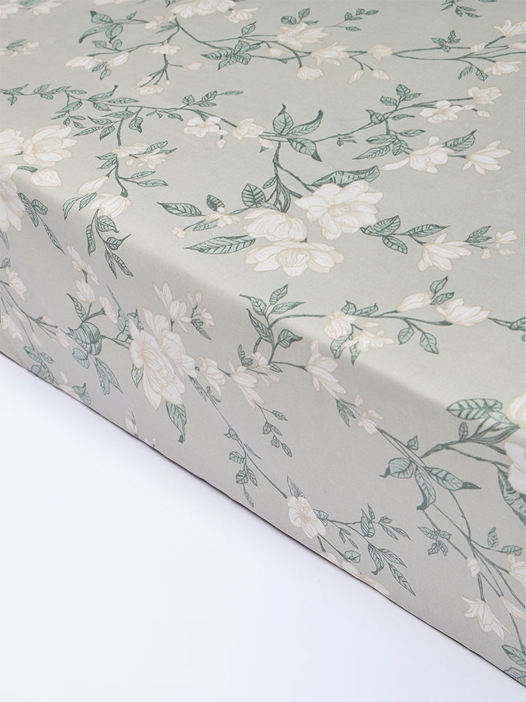 Westside Home Sage Botanical Pattern King Bed Sheet Set - Image 2