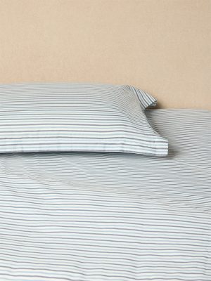 Westside Home Dusty Blue Stripe Pattern King Bed Sheet Set