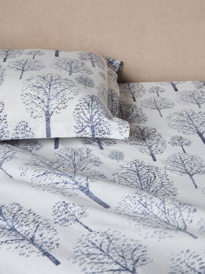 Westside Home Dusty Blue Foliage Detailed King Bed Sheet Set