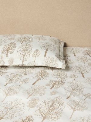 Westside Home Beige Foliage Detailed Queen Bed Sheet Set