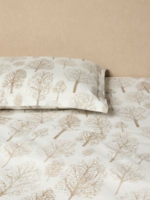 Westside Home Beige Foliage Detailed King Bed Sheet Set