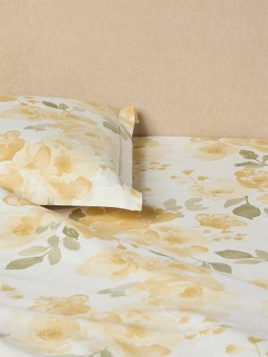 Westside Home Mustard Floral Pattern King Bed Sheet Set