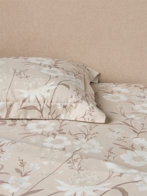Westside Home Dark Brown Botanical Design King Bed Sheet Set