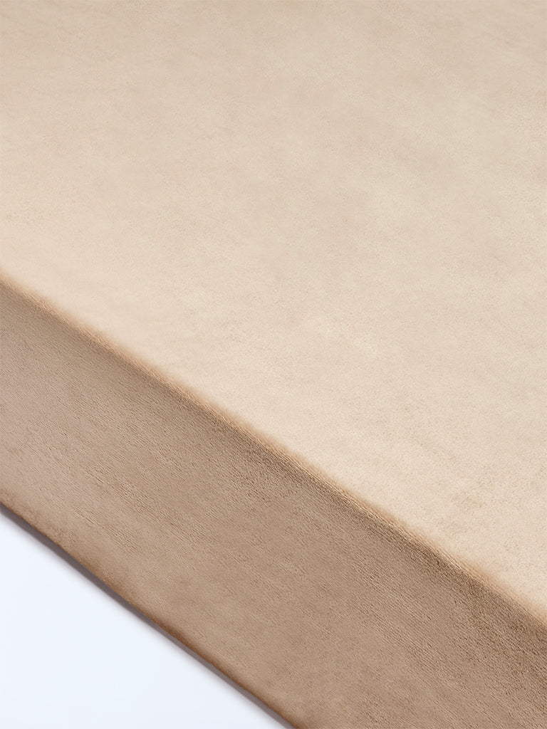 Westside Home Beige Fleece Queen Bed Sheet Set - Image 2