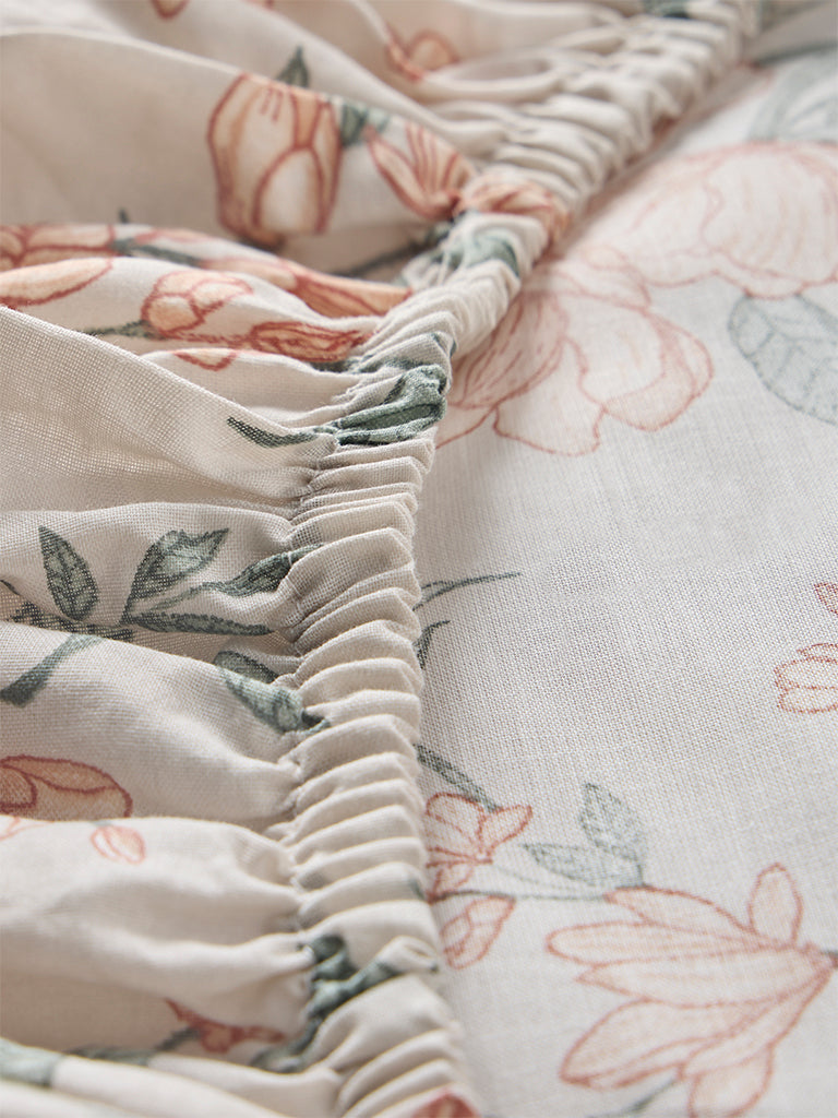 Westside Home Orange Botanical Design King Bed Sheet Set - Image 3