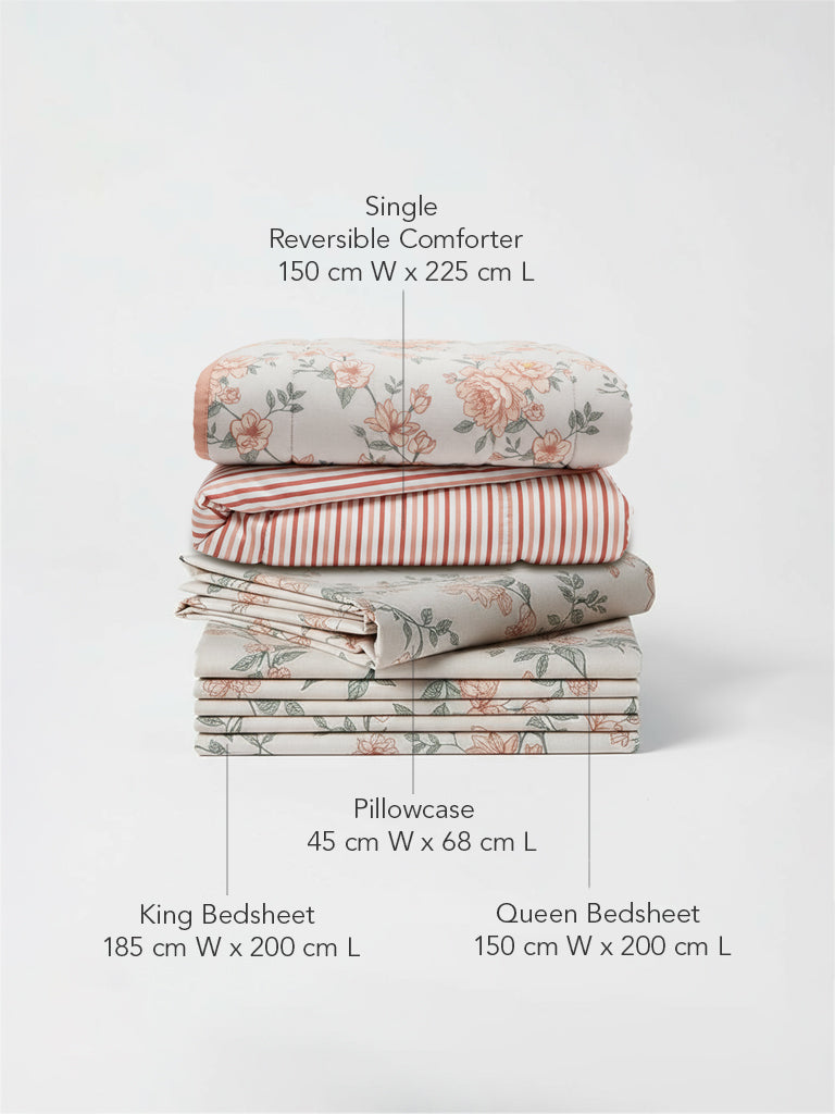 Westside Home Orange Botanical Design King Bed Sheet Set - Image 4