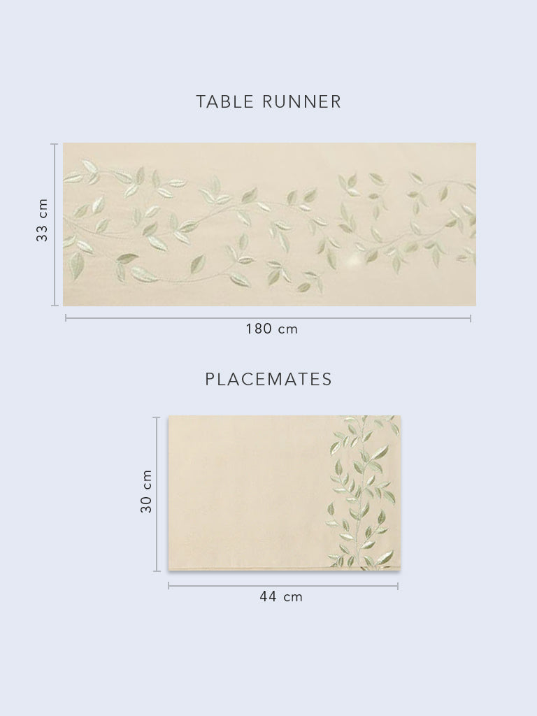 Westside Home Gold Zari Leaf Embroidered Table Runner - Image 4