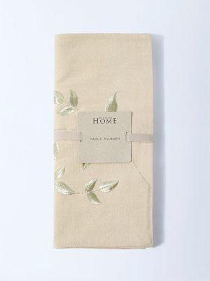 Westside Home Gold Zari Leaf Embroidered Table Runner