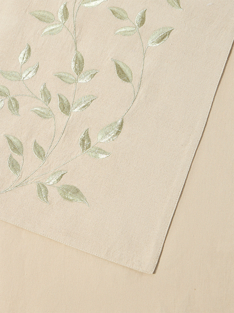 Westside Home Gold Zari Leaf Embroidered Table Runner - Image 3