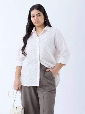 Gia White Embroidered Cotton Shirt