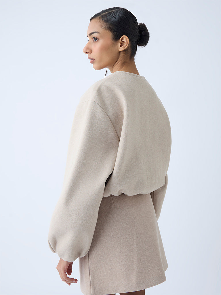 Wardrobe Beige Faux Suede Jacket - Image 4