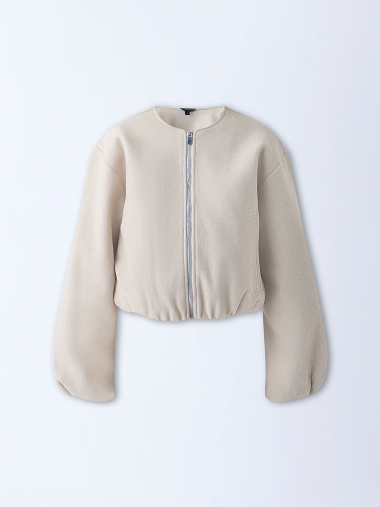 Wardrobe Beige Faux Suede Jacket - Image 5