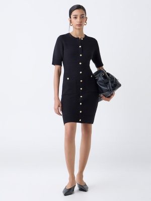 Wardrobe Black Knitted Bodycon Dress