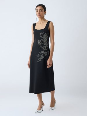 Wardrobe Black Embellished A-Line Dress