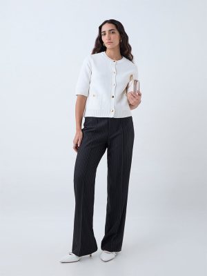 Wardrobe White Knitted Cotton Cardigan