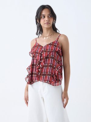 LOV Multicolour Plaid Checkered Top