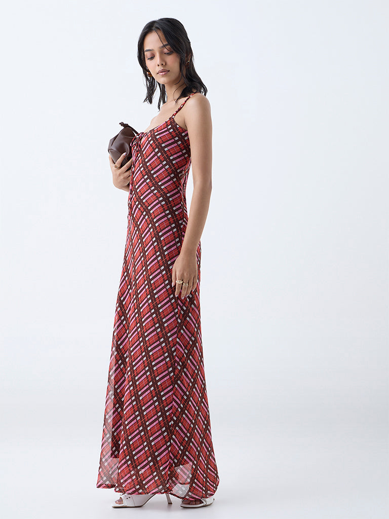 LOV Multicolour Plaid Checkered Slip Dress - Image 2