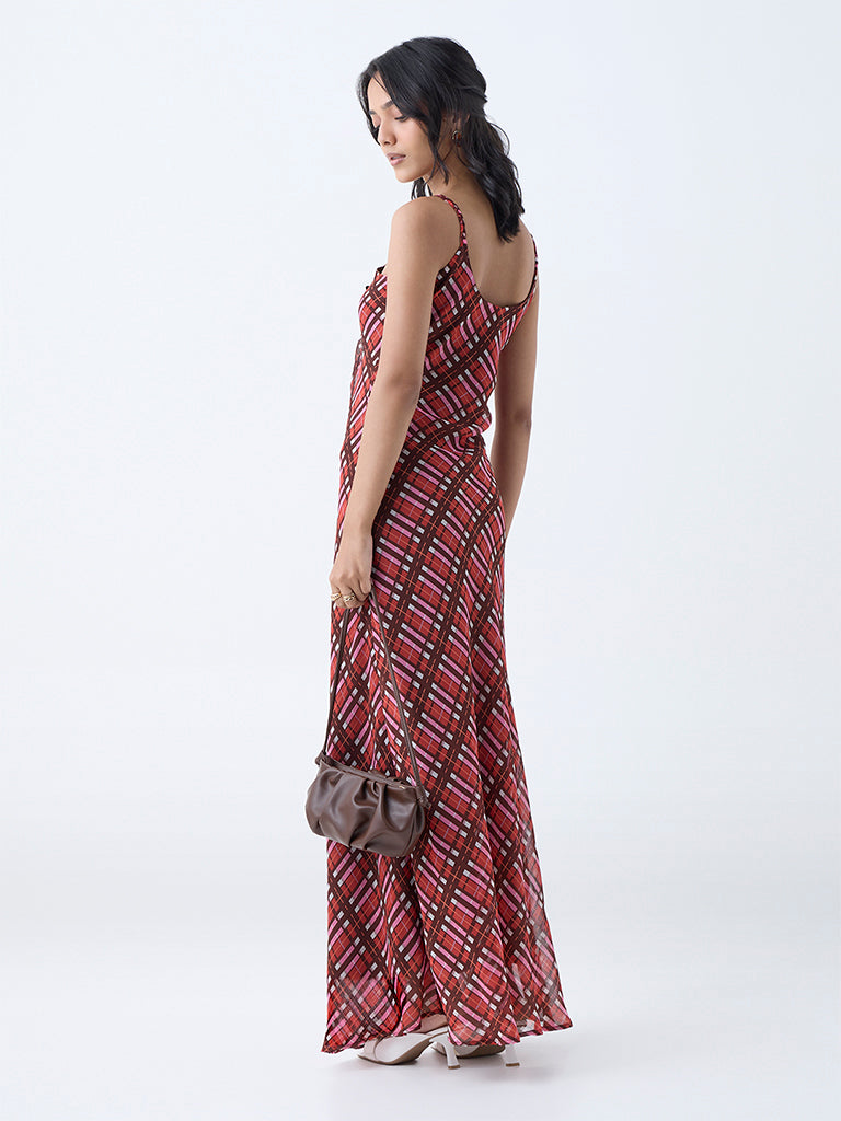 LOV Multicolour Plaid Checkered Slip Dress - Image 4