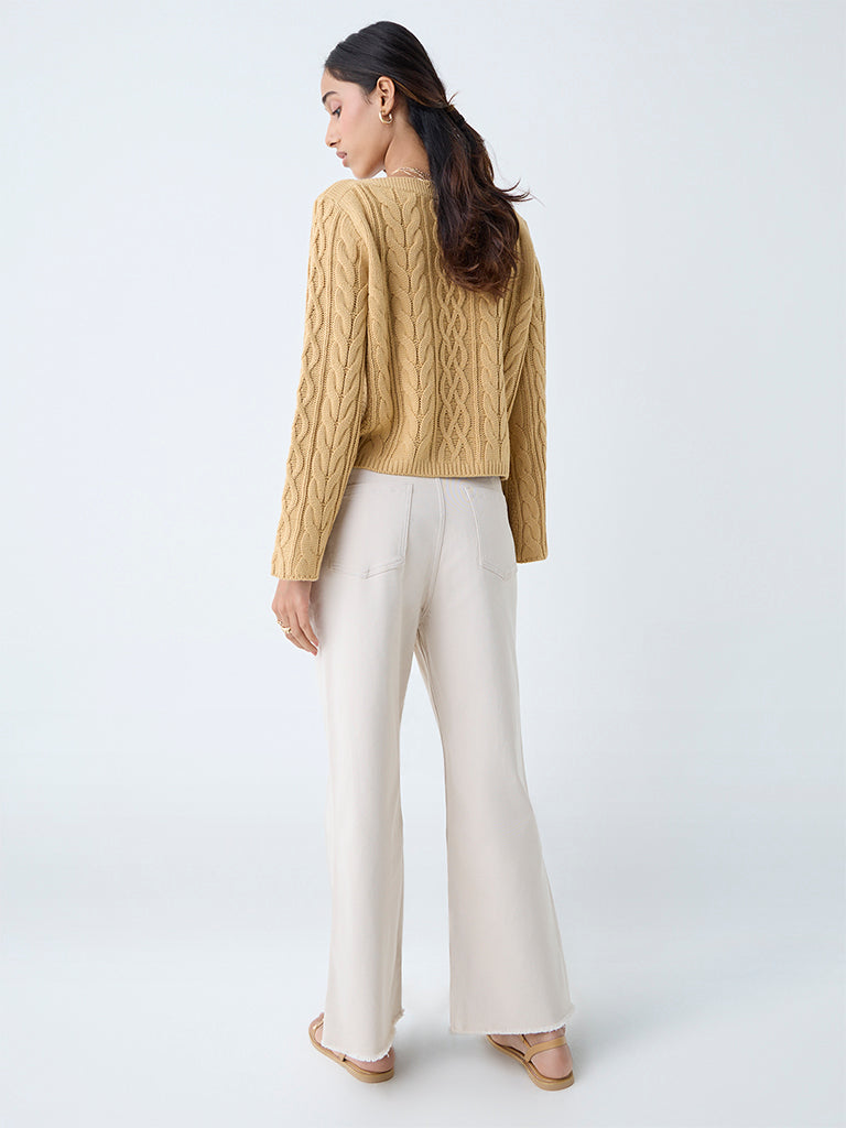 LOV Beige Flared High-Rise Jeans - Image 4