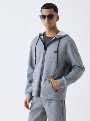 Studiofit Grey Relaxed-Fit Hooded Jacket