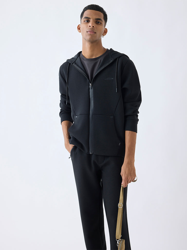 Studiofit Black Relaxed-Fit Hooded Jacket