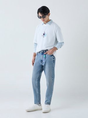 Nuon Blue Faded Slim-Fit Mid-Rise Jeans