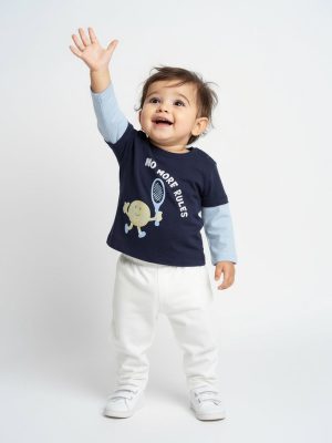 HOP Baby Navy Typographic Cotton T-Shirt