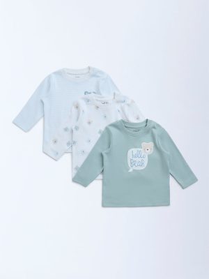 HOP Baby Sage Printed Cotton T-Shirts - Pack of 3