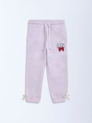 HOP Kids Lilac High-Rise Cotton-Blend Joggers
