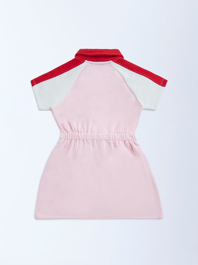 HOP Kids Light Pink Cotton-Blend T-Shirt Dress - Image 2