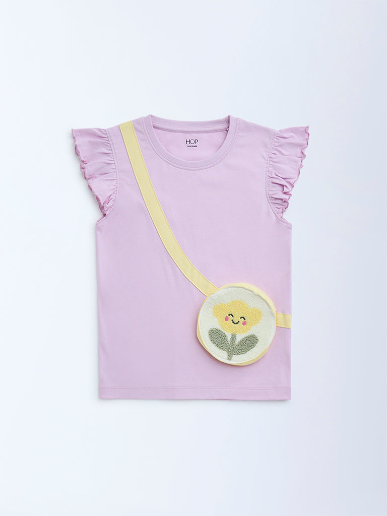 HOP Kids Lilac Floral Embroidered Cotton Top - Image 3