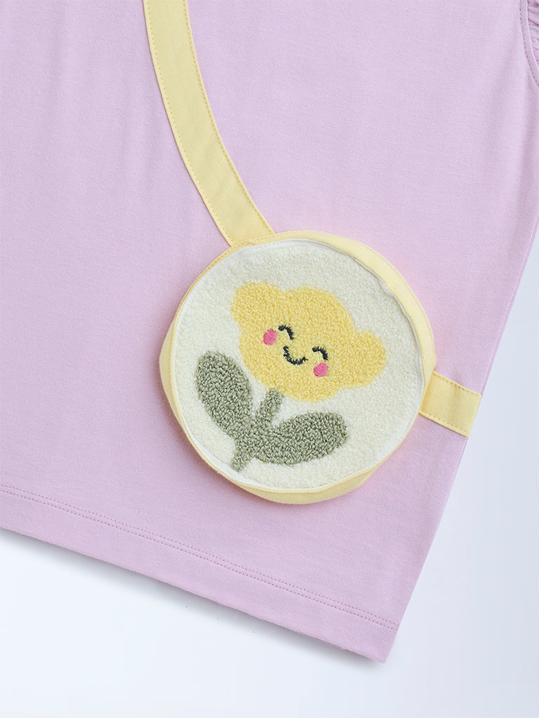 HOP Kids Lilac Floral Embroidered Cotton Top - Image 5