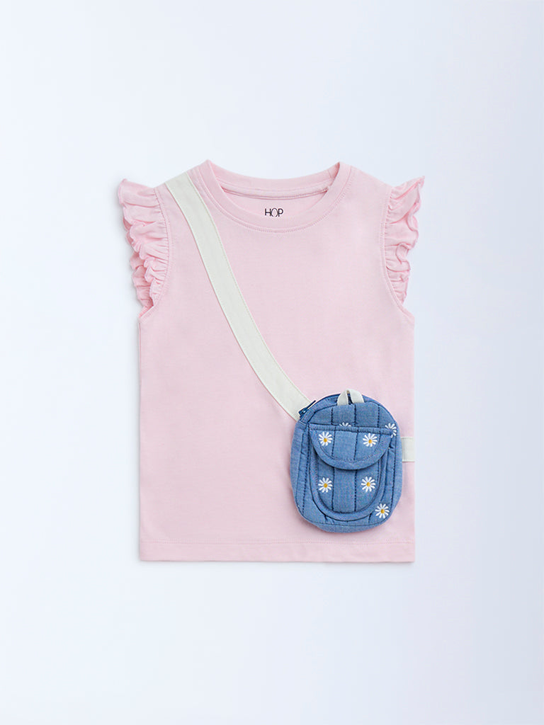 HOP Kids Pink Pouch-Detailed Cotton Top