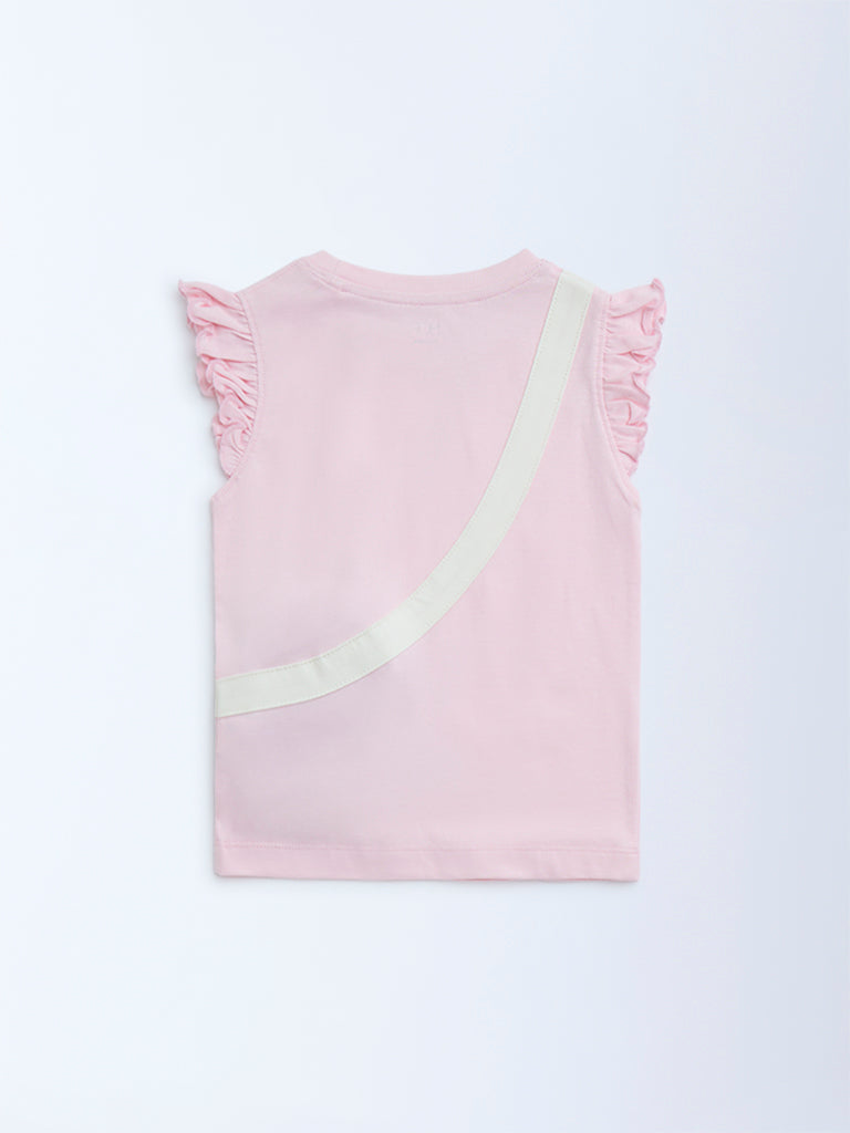 HOP Kids Pink Pouch-Detailed Cotton Top - Image 2