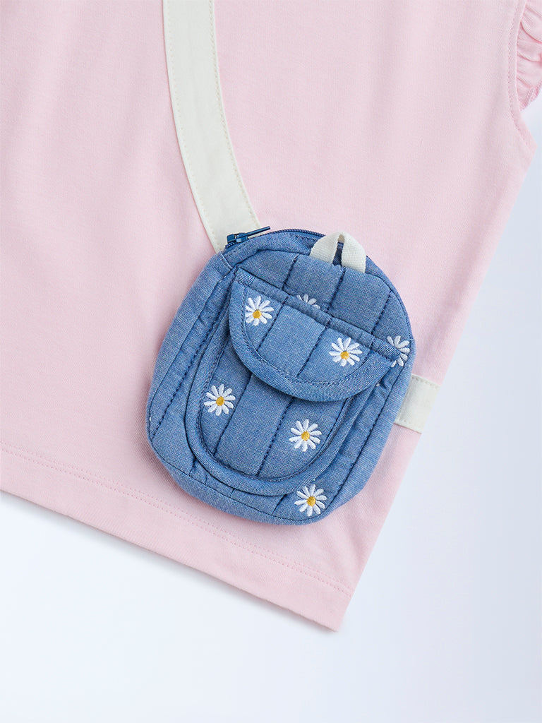 HOP Kids Pink Pouch-Detailed Cotton Top - Image 3