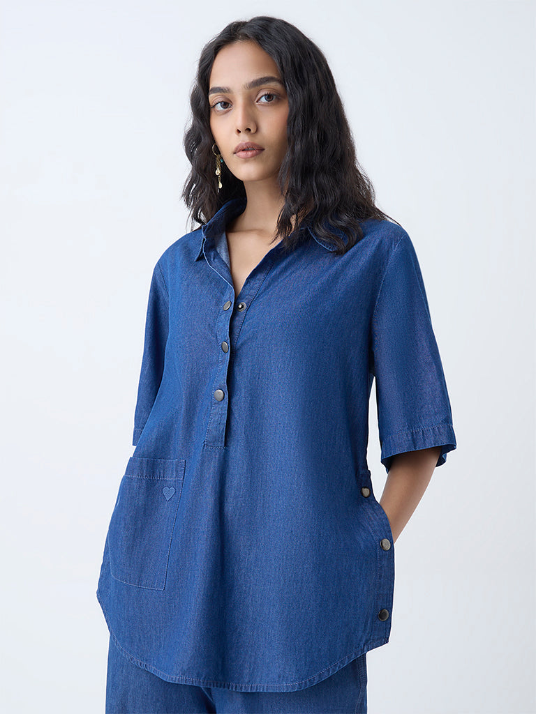 Utsa Dark Blue Denim Kurti