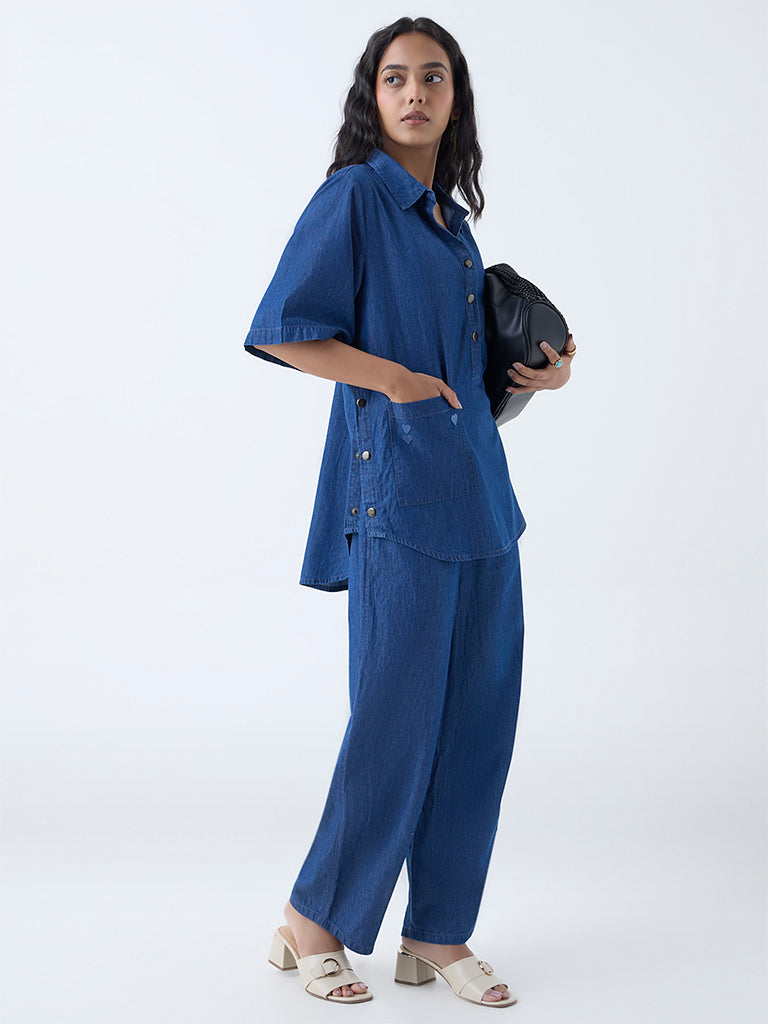 Utsa Dark Blue Denim Kurti - Image 2